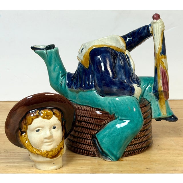 Victorian Majolica “Three-Legged Sailor” Teapot, Attributed William Brownfield For Sale - Image 15 of 18