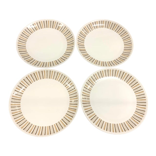 1960s Mid-Century Modern Mikasa Elite Trend Chop Plates- Set of Four For Sale