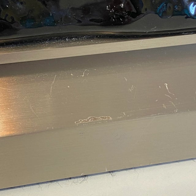 Vintage MidCentury Modern Wavy Amber Glass Table Lamps - a Pair For Sale - Image 11 of 12