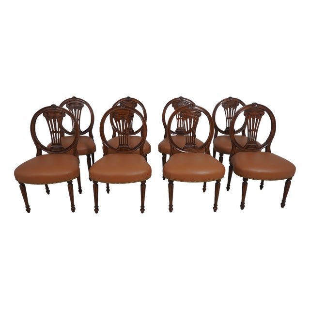 Set of 8 French Louis XVI Style Dining Room Chairs For Sale