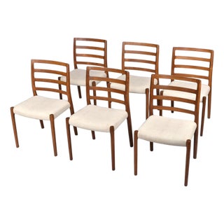 6 Original j.l. Møller Model 85 Danish Teak Ladderback Dining Chairs For Sale