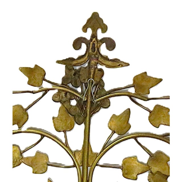 Mid 20th Century Large Brass Wall Sconce Sculpture Tree of Life for Candles Mid Century Modern For Sale - Image 5 of 5