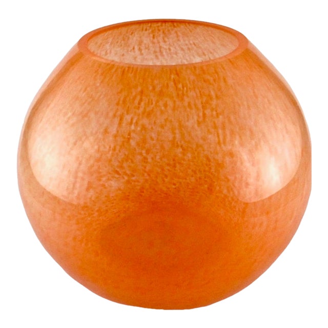 1970s Vintage Hand Blown Orange Feathered Glass Bowl Vase Chairish