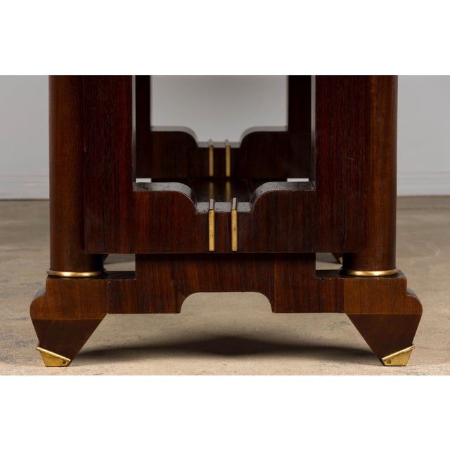 Art Deco Rosewood and Brass Dining Table, Jules Leleu Style, 1930s For Sale - Image 15 of 18