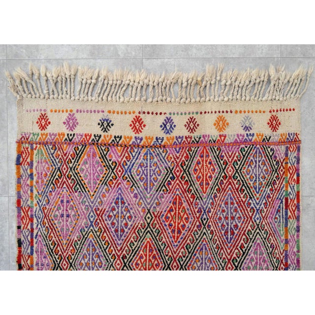 Vintage Hand Woven Kilim Rug. Turkish Jajim Wool Kilim Sofreh Deco Rug Embroidered - 3′5″ X 4′5″ For Sale - Image 9 of 12