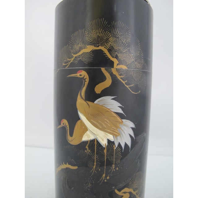 Japanese Chinese Chi Chi Fortune Teller in Japanese Gold Crane Lacquer Caddy Box For Sale - Image 3 of 14