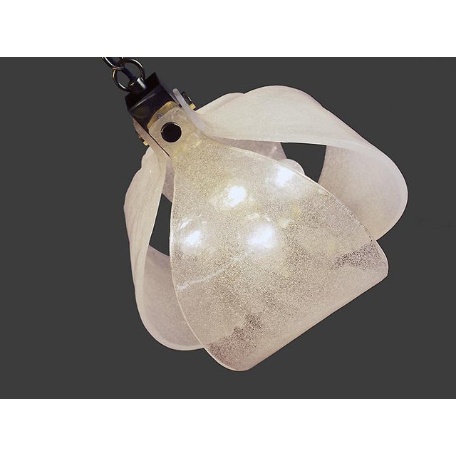 Gold German Frosted Murano Glass Petals & Brass Pendant Lamp from Kaiser Idell / Kaiser Leuchten, 1960s For Sale - Image 8 of 10