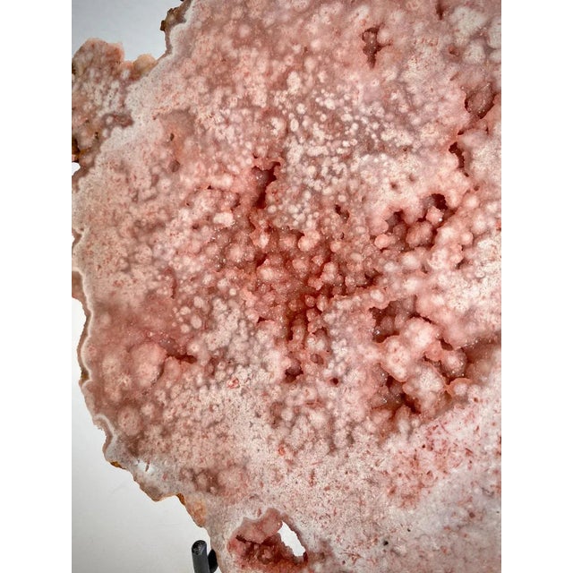 Gemstone Pink Amethyst Slab With Sparkling Druzy Natural Crystal Specimen Display With Stand For Sale - Image 7 of 11