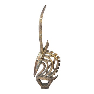 1980s Vintage West African Art Wood Hand Carved Sculpture For Sale