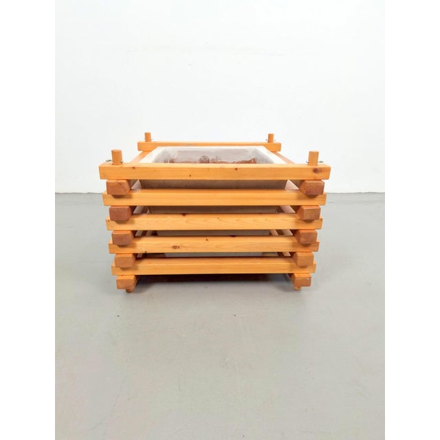 Brown Large Vintage Pine and Earthware Planter, Denmark, 1970 For Sale - Image 8 of 8