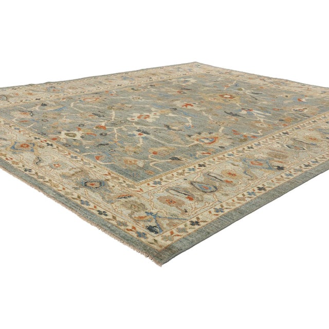 61288 Modern Blue Persian Sultanabad Rug, 08'02 x 10'01. Originating from Iran's Sultanabad region, Persian Sultanabad...