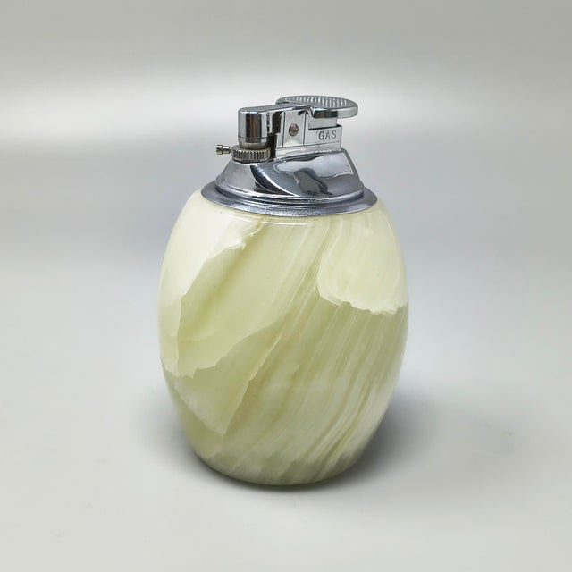 Mid-Century Modern Italian Onyx Smoking Set with Table Lighter and Ashtray, 1960s For Sale - Image 6 of 9