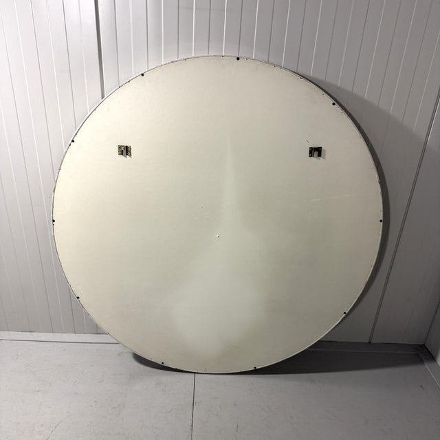 Wood White Round Wooden Wall Mirror, 1970s For Sale - Image 7 of 18