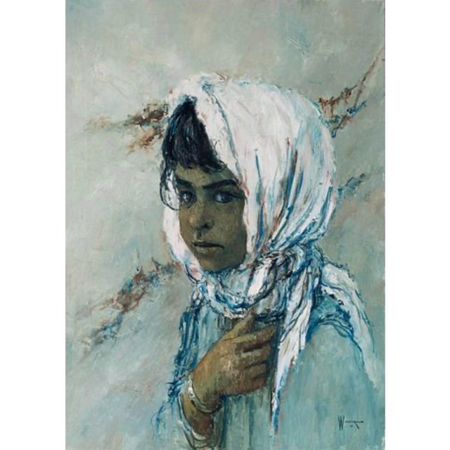 1960’s William Weintraub Portrait Oil Painting of Painting. Artist: William (Sunny) Weintraub (1926 - 1991) Entitled: Girl...