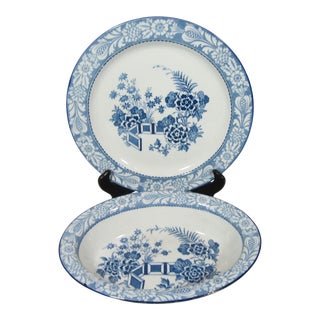 1930s Woods Ware Plate and Serving Bowl - a Pair For Sale