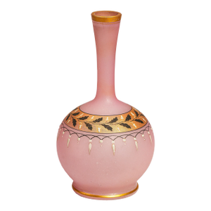 Bohemian Style Victorian Antique Hand Blown Pink Art Glass Vase