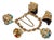 Estate Italian Unoaerre Etruscan Revival Solid 18k Gold Turquoise Carnelian Charm Fob Bracelet For Sale