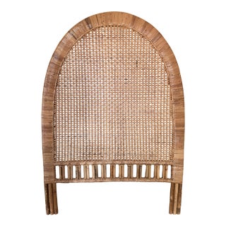 Vintage Bamboo Rattan Woven Twin Headboard For Sale