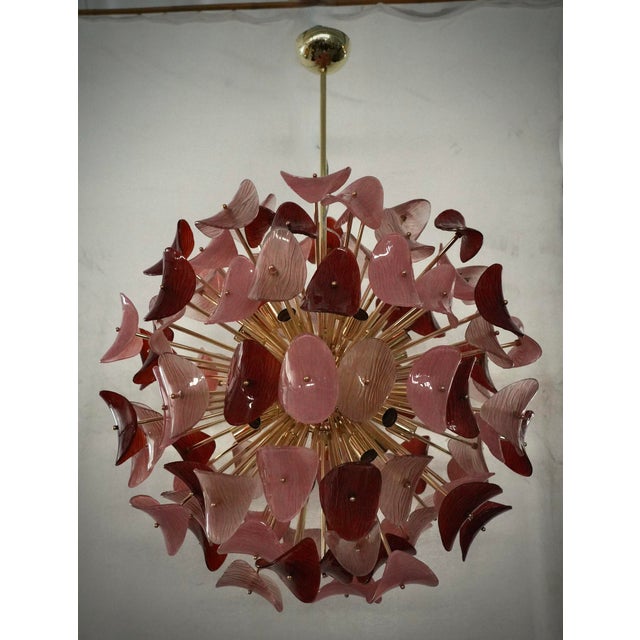 Pink and Red Murano Art Glass Sputnik Chandelier, 2000s For Sale - Image 9 of 10