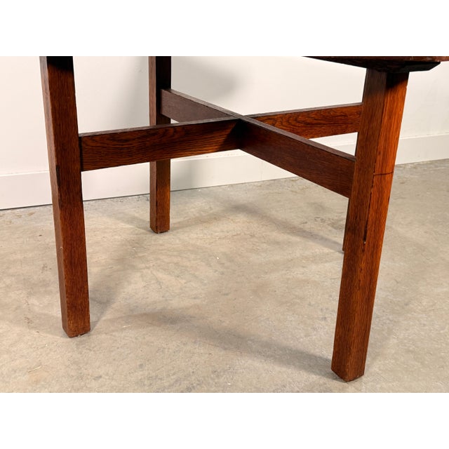 Brown Antique Arts and Crafts Oak Chess and Checkers Game Table, Circa 1910 For Sale - Image 8 of 10