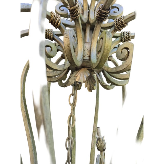 Wrought Iron Chadelier 12 Lights For Sale - Image 4 of 12