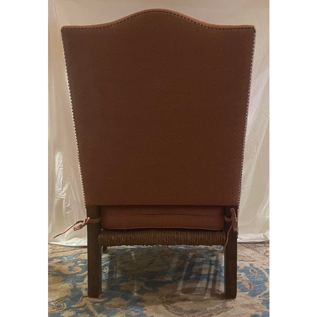 Rush Seat Upholstered Back Lounge Chair, Attributed to John Cottrell For Sale In Los Angeles - Image 6 of 11