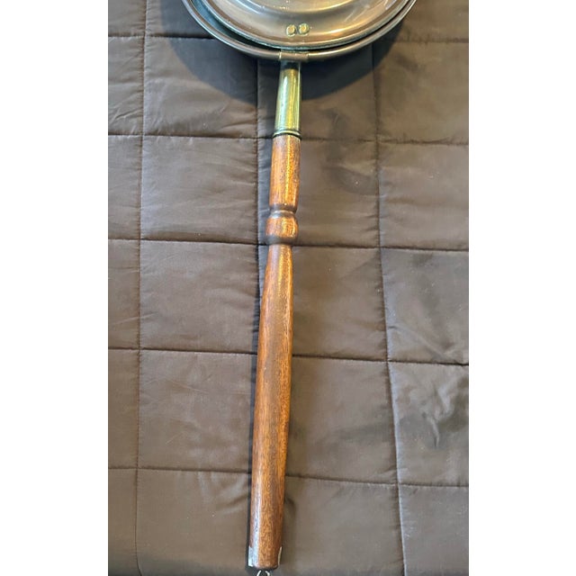 Late 19th Century Antique 19th Century Copper & Brass Bed Warmer With Turned Wood Handle For Sale - Image 5 of 5