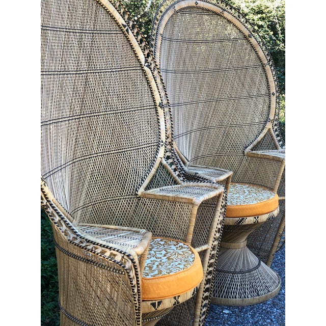 Vintage Rattan Peacock Chairs a Pair For Sale - Image 10 of 13
