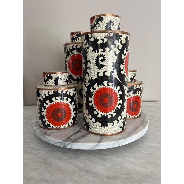 Vintage Fabienne Jouvin Paris Ouzbek Cloisonné Tea Canister - Large For Sale - Image 9 of 10