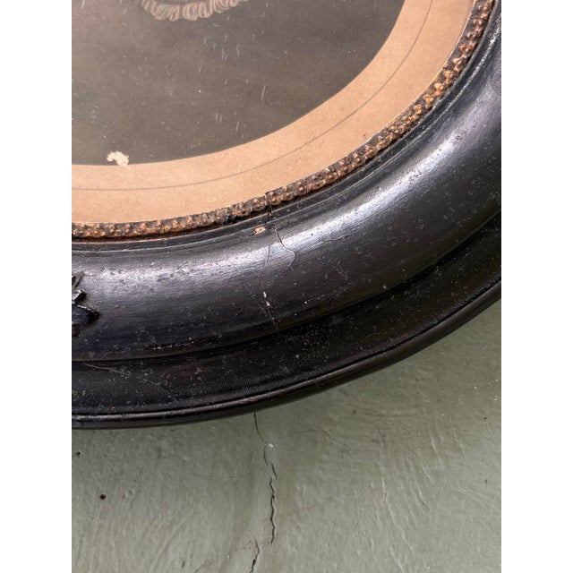 Antique Oval Portrait Prints of George Washington & Martha Washington — Pair, Early 19th Century, Black Ebonized Frames For Sale In Orlando - Image 6 of 12