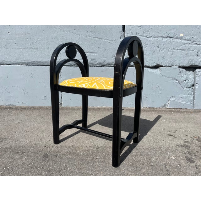 1930s Pair of Original Art Deco Stools, Ottoman, Wood, Black, Yellow For Sale - Image 10 of 16