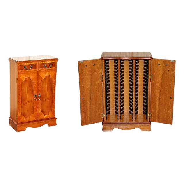 Vintage Burr Yew Wood CD or DVD Cabinet For Sale