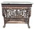 Early 1900's Wolverine Manufacturing Balinese Style Carved and Pierced Wood Console Table With Drawer and Marble Surfaces For Sale - Image 9 of 12