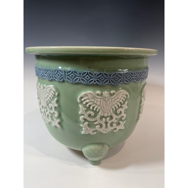 Late 19th Century Japanese Meiji Period Seto Celadon Flower Pot For Sale In Boston - Image 6 of 8