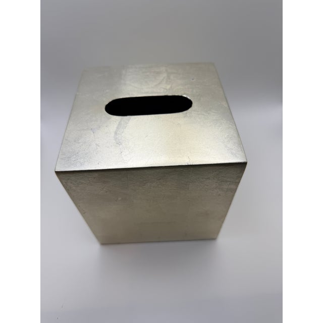 Contemporary Vintage Oggetti Square Silver Tissue Box For Sale - Image 3 of 4