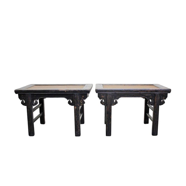 Mid 18th Century Pair of Rattan Top Side Tables For Sale - Image 5 of 9