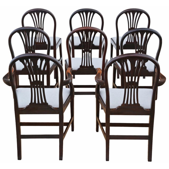 Antique 19th Century Mahogany Dining Chairs – Fine Quality Set of 8 (6+2) Newly professionally upholstered, these fine-...