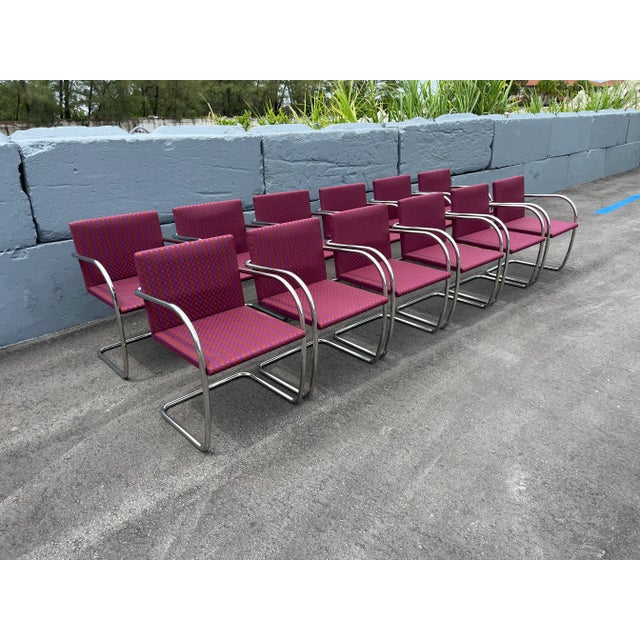 1990s Set of Twelve Original Brno Tubular Chairs for Knoll, Stainless Steel For Sale In Miami - Image 6 of 11