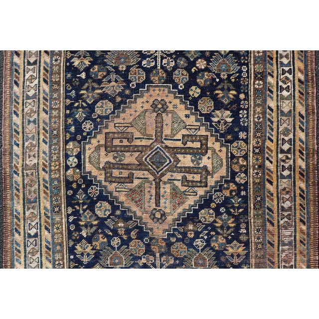Antique Persian Shiraz Rug With Rich Tribal Motifs and Medallion 3'6 X 5'4 For Sale - Image 9 of 11