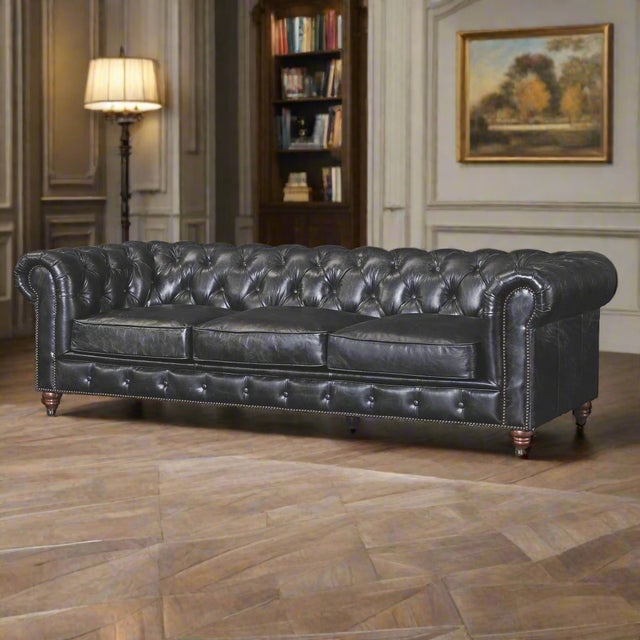 Brown Century Chesterfield Sofa - Slate Leather For Sale - Image 8 of 10