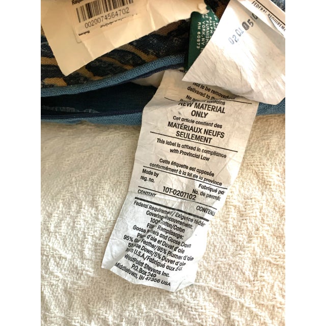 French Country Pair Vintage Lauren Ralph Lauren Decorative Pillow Landing Damask Blue Scroll Design 18” X 18” For Sale - Image 3 of 12