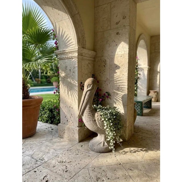 Stone Vintage Cast Stone Pelican Garden Planter Statue For Sale - Image 7 of 9