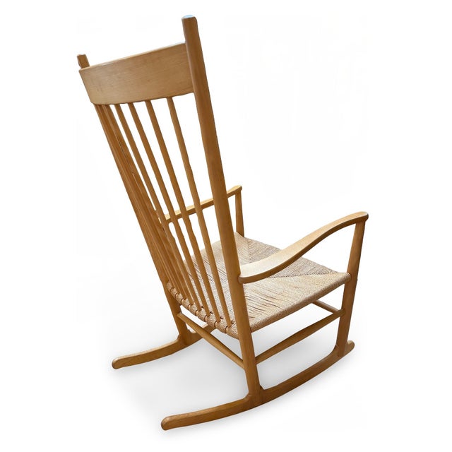 Wood Danish Modern Hans Wegner J16 Rocking Chair for FDB Mobler For Sale - Image 7 of 13