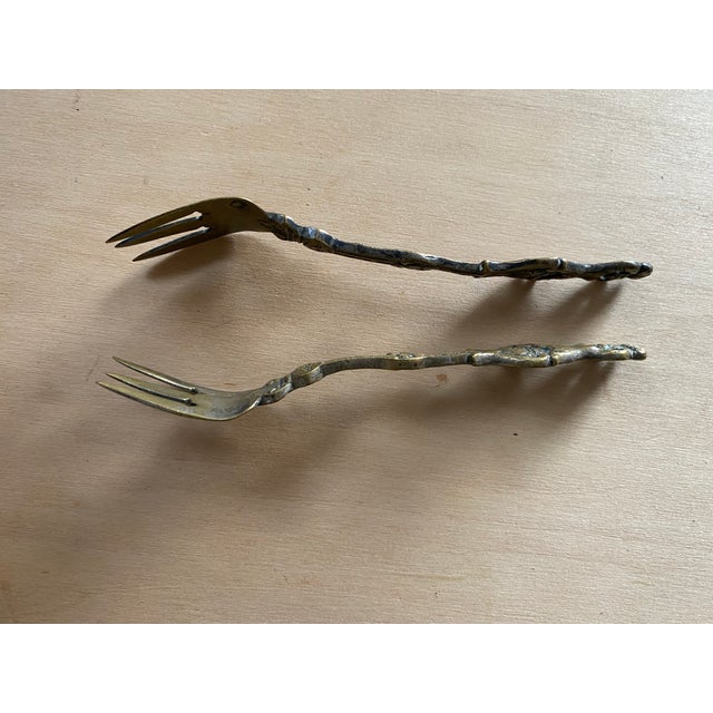 Art Deco Cocktail Forks Art Nouveau Figural Mermaid Forks - Pair For Sale - Image 3 of 5