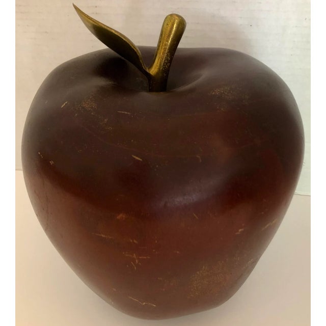 Mid-Century Modern Wood Apple With Solid Brass Stem For Sale - Image 3 of 7