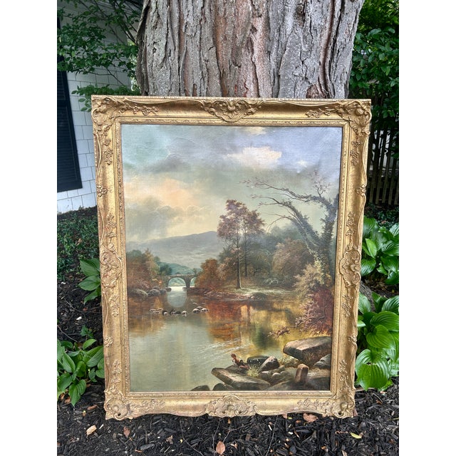 19th Century River Landscape Oil Painting For Sale - Image 12 of 12