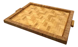 Hollywood Regency Bamboo and Wicker Tray, Italy, 1970s