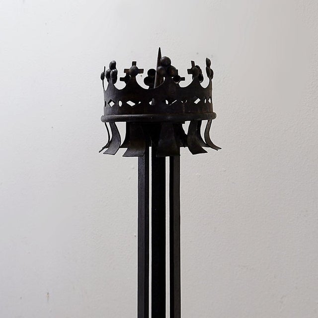 Black Large Italian Wrought-Iron Crown Candlestick, 1890s For Sale - Image 8 of 14