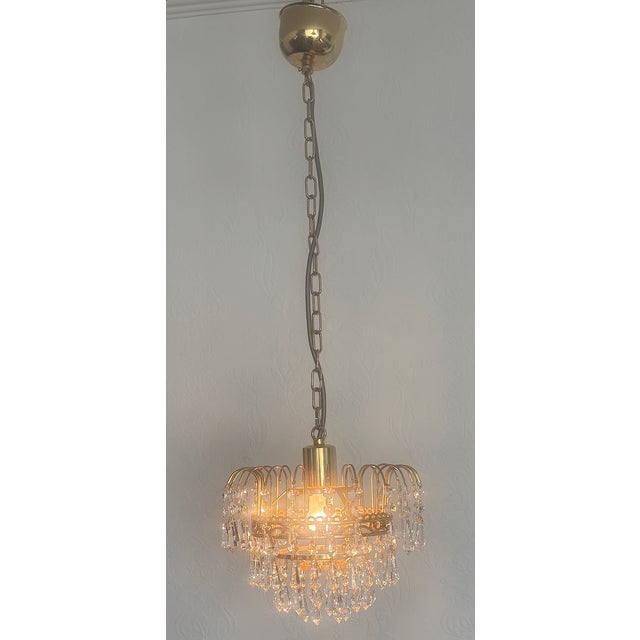 Brass and Lead Crystal Chandelier by Joska Bodenmais, 1970s For Sale - Image 14 of 17