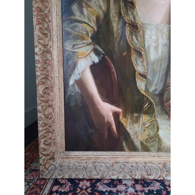 Carol Aus Antique 1910s Oil Painting Portrait of a Lady For Sale - Image 14 of 18